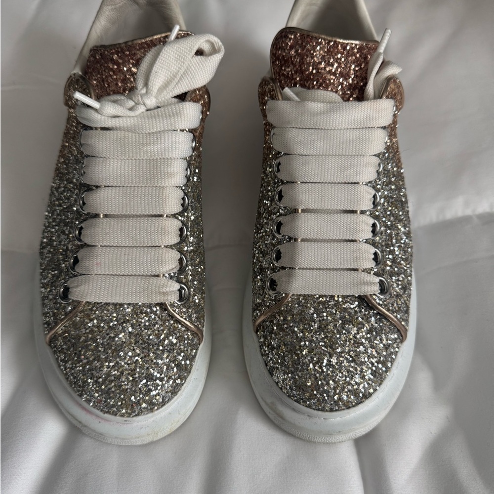Alexander McQueen Silver and Gold Glitter Sneakers